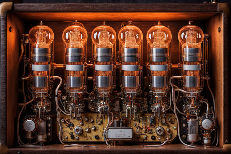 inside of a vintage amplifier